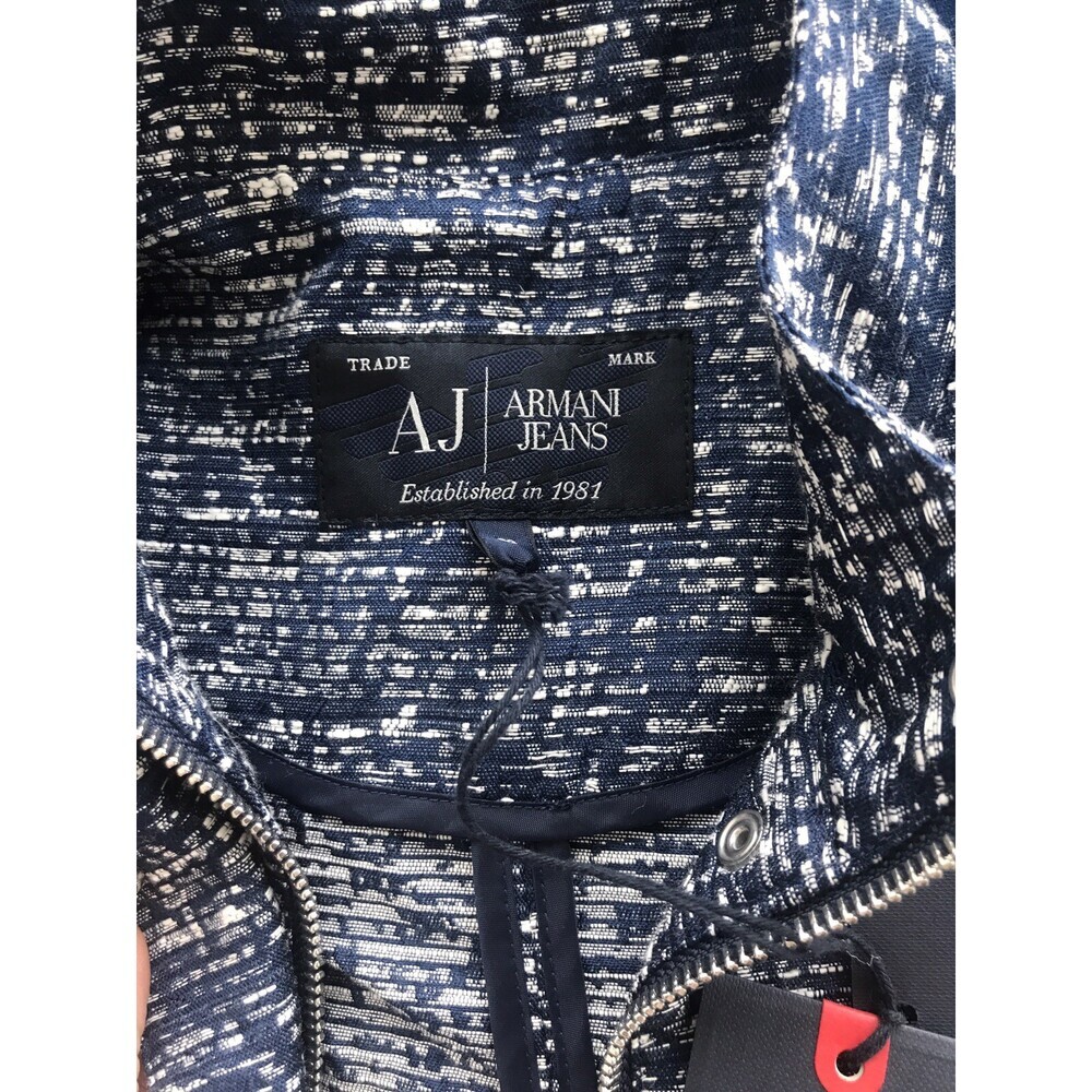 Armani Jeans Women's Jacquard Canvas Light Spring Jacket Dark Blue Size 40 $380 - Picture 11 of 15